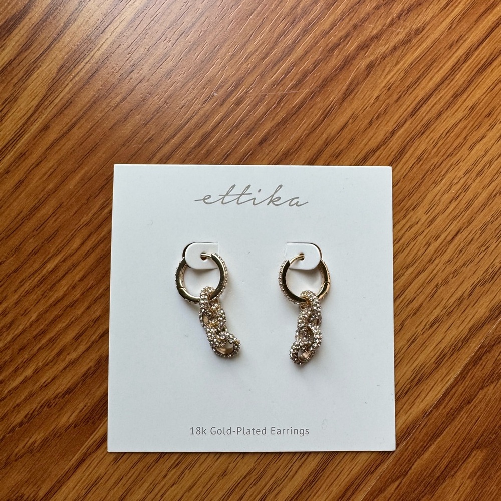 NEW Ettika Gold-Plated Hoop Earrings with Crystal Accents